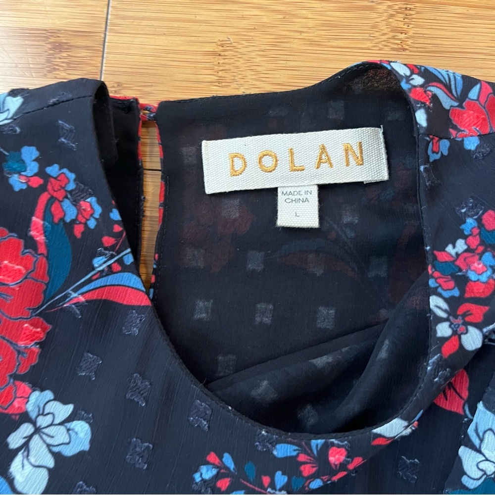 Dolan Julia Clip Dot Jacquard Chiffon Black and Red Floral Mini Ruffle Dress - Picture 4 of 10